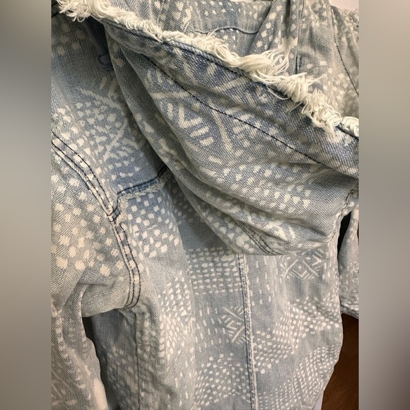 Free People Bleached Chambray Hooded Parka Jacket Oversized Denim Coat - Picture 5 of 11